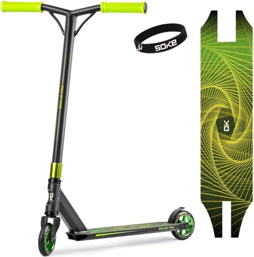 Trottinette freestyle Soke Pro jaune-verte