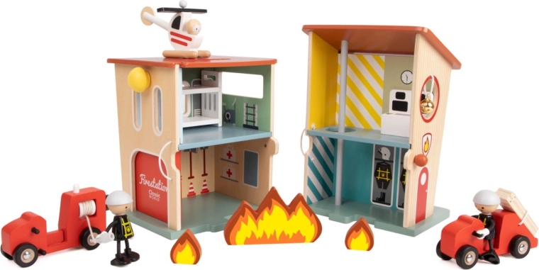Coffret complet en bois pour missions de pompiers