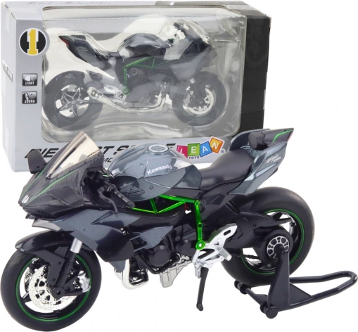 moto sport en métal avec lumières et sons 1:12 gris