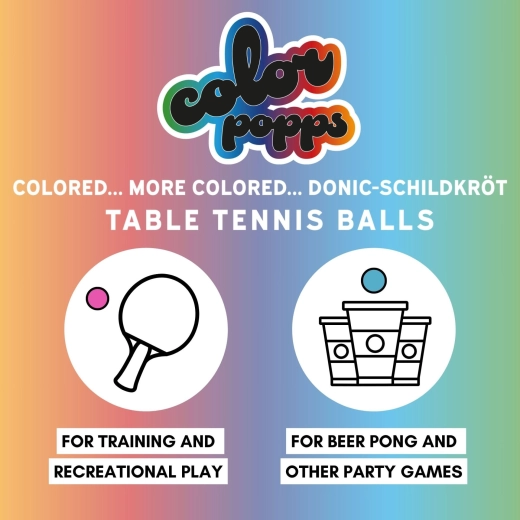 Balles de tennis de table colorées Donic-Schildkröt Colour Popps Poly 40+ (6 pièces)