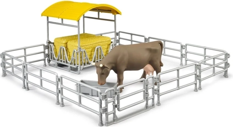 Bruder grange avec enclos et vache – set de jeu fermier