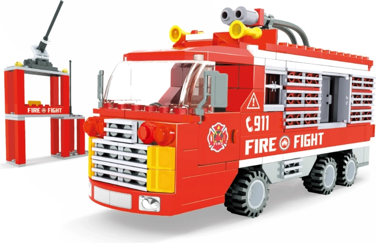 Set de construction compatible BLOXO caserne de pompiers, 278 pièces