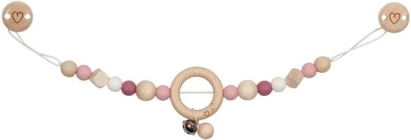 Chaînette de poussette rose avec système d’attache
