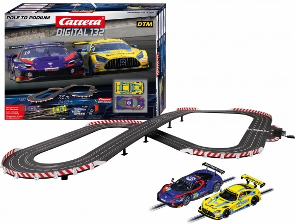 circuit de course Carrera DIGITAL 132 Pole to Podium 7,6 m avec voitures Ferrari 296 GT3 et Mercedes-AMG GT3 Evo