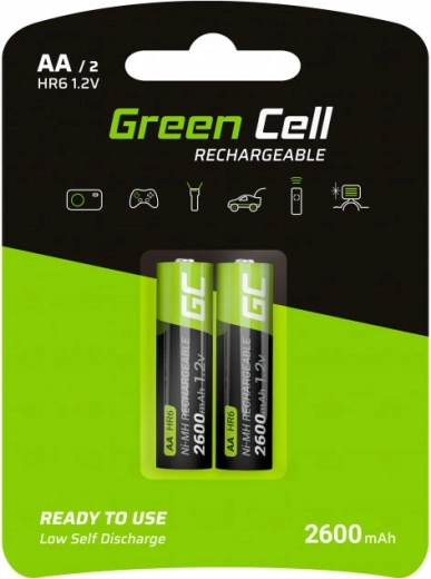 Piles rechargeables AA HR6 2600 mAh – Green Cell (2 pcs)