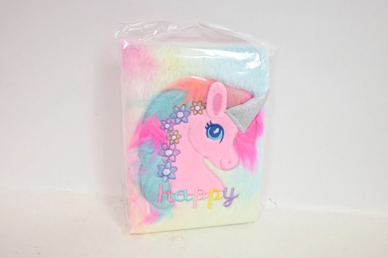Carnet en peluche licorne