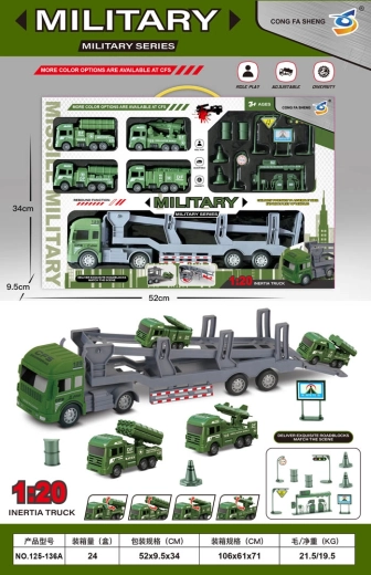 Ensemble militaire avec transporteur, véhicules et accessoires