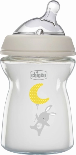 Chicco biberon Natural Feeling en verre 250 ml anti-coliques, neutre, 0m+