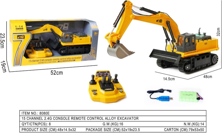Pelleteuse RC jaune avec panneau de commande