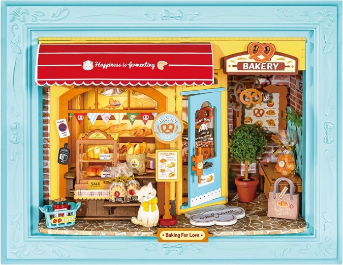 RoboTime maquette 3D en bois encadrée – Boulangerie Fluffy Cat