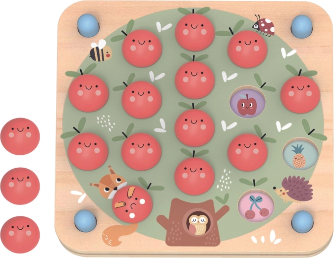 Jeu de mémo avec une surprise sous les pommes