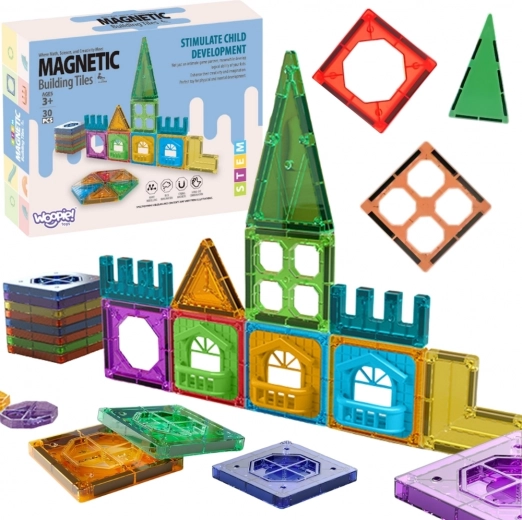 Blocs de construction magnétiques 3D WOOPIE – set éducatif Château, 30 pcs