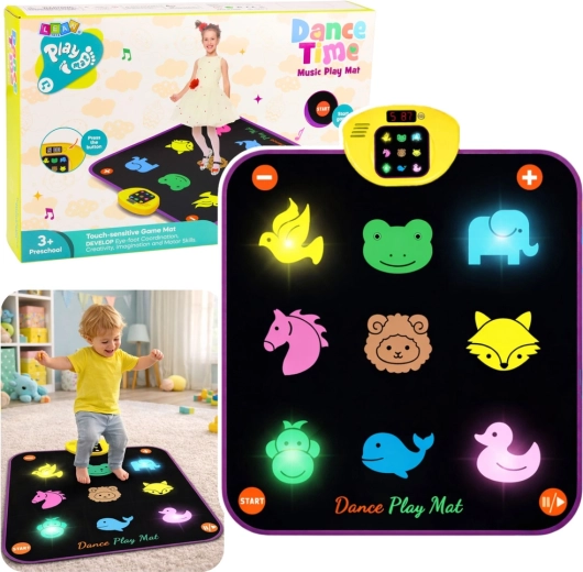 Tapis de danse interactif avec animaux, 5 modes de jeu, 3 niveaux de difficulté, effets lumineux