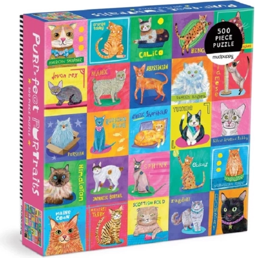 Puzzle Mudpuppy Portraits de chats 500 pièces