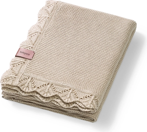 Babyono couverture tricotée en bambou Light Beige 75 × 100 cm