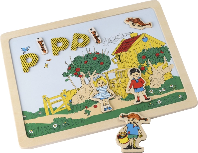 Tableau magnétique double face avec lettres et images Pippi