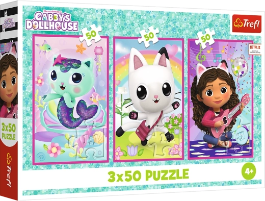 Puzzle 3x50 - La Maison de poupée de Gabby : Faites connaissance avec Gabby et les chats