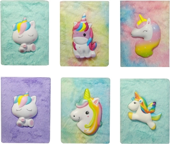 Carnet en peluche coloré avec motif licorne
