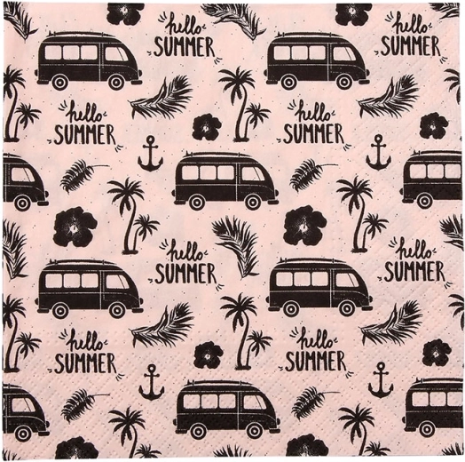 Serviettes en papier 33 × 33 cm avec motif voiture, 20 pcs