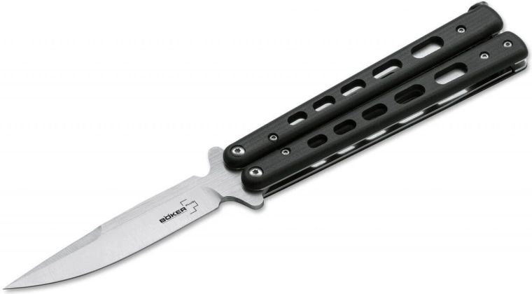 Couteau papillon Böker Plus Balisong G‑10 Large, noir, 10,2 cm