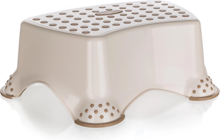 Tabouret antidérapant en plastique crème 40,5 × 28,5 × 14 cm