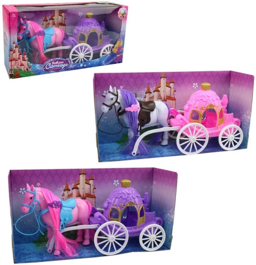 Carrosse pour princesse avec cheval 34 cm, 2 variantes de couleur - 1 pièce