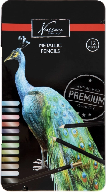 Nassau crayons de couleur métalliques 12 pcs dans une boîte en métal