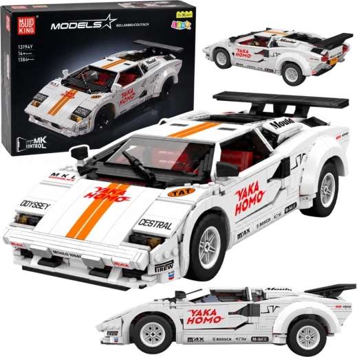 Voiture de sport RC télécommandée en briques de construction – blanche, 1384 pièces