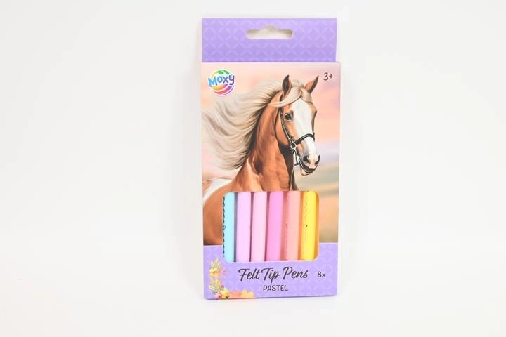 Feutres pastel Moxy avec motif cheval, 8 pièces