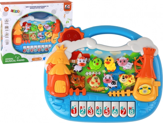 Piano éducatif pour enfants avec motif d'animaux et apprentissage de l'anglais