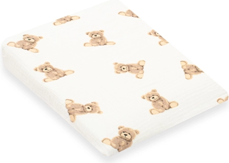 Housse en mousseline pour oreiller bébé – plan incliné NEW BABY Standard 30×37 cm, motif ourson