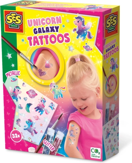 SES tatouages pailletés licornes galaxy
