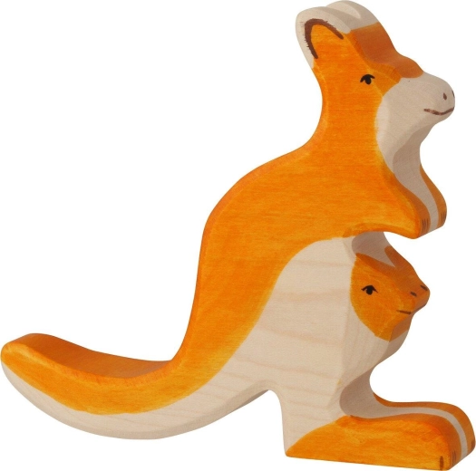 Holztiger kangourou avec son petit - 1 pièce