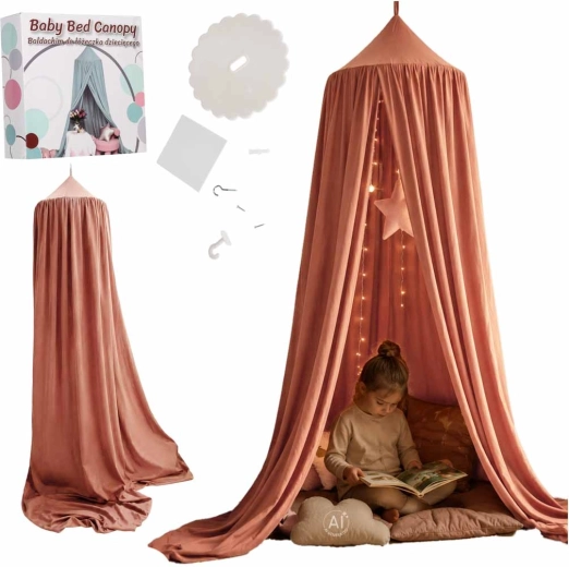 Ciel de lit suspendu pour enfants au-dessus du lit, rose foncé