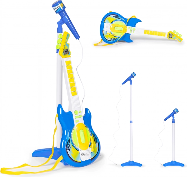 Guitare électrique Jouet Avec Microphone - Ensemble Musical Lumineux Pour Enfants 3-8 Ans, 6 Boutons, Piles AA Non Incluses