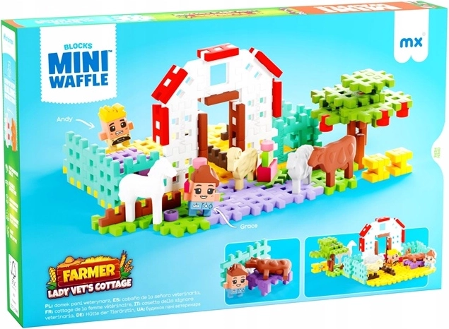 Marioinex Mini Waffle ferme de la fermière Grace – maison de la vétérinaire (100 pièces)
