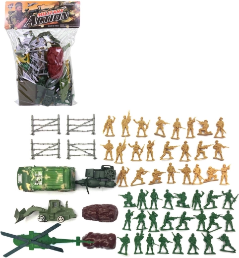 Set de jeu militaire en plastique avec figurines de soldats et véhicules