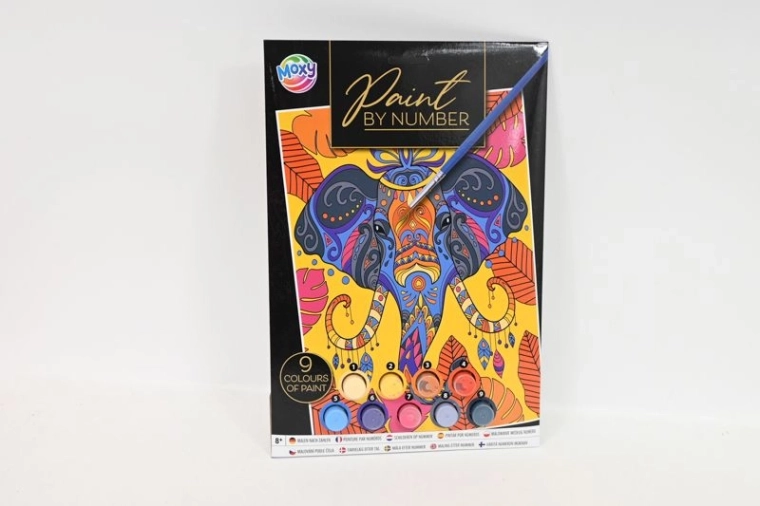 Kit de peinture par numéros A4 avec éléphant coloré