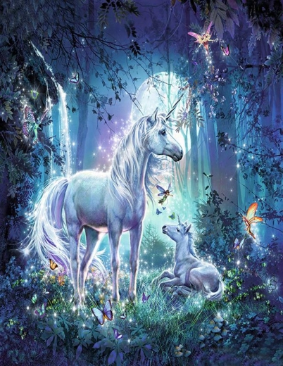 Norimpex Peinture par numéros Licorne dans la forêt 40 × 50 cm