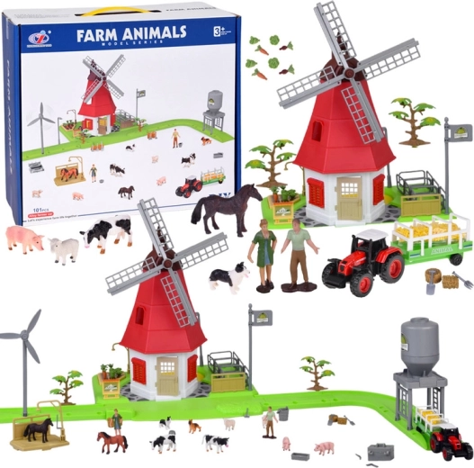 Set de ferme avec moulin à vent et figurines