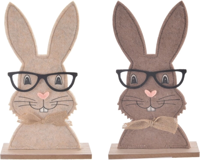 Décoration lapin en bois et feutre 14 × 5 × 25 cm