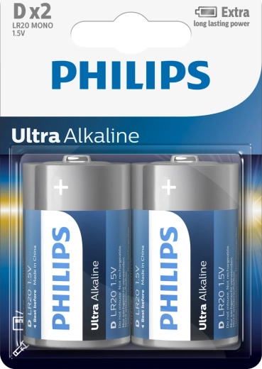 Philips Ultra Alkaline piles D (LR20), 1,5 V – lot de 2