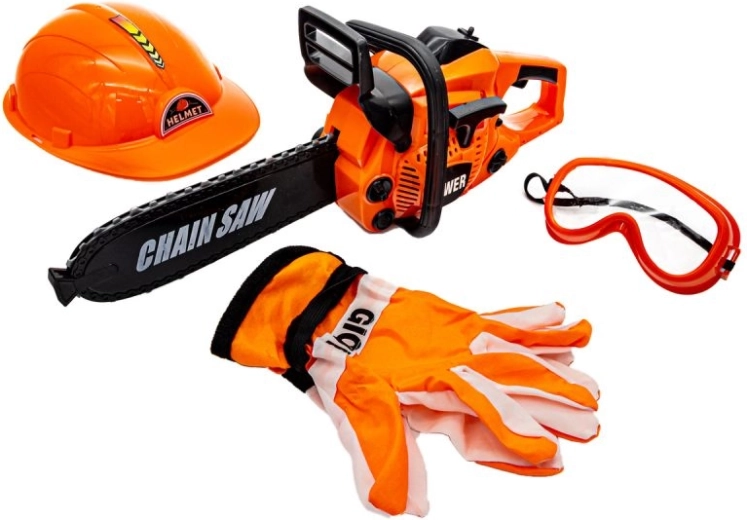 Tronçonneuse pour enfants avec casque, lunettes et gants - 1 pièce