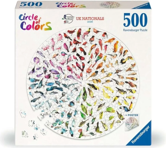 Puzzle rond Ravensburger Circle of Colors : Oiseaux 500 pièces