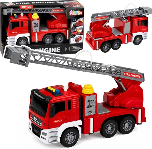 Camion de pompiers avec échelle télescopique, projection d’eau, lumières et sons