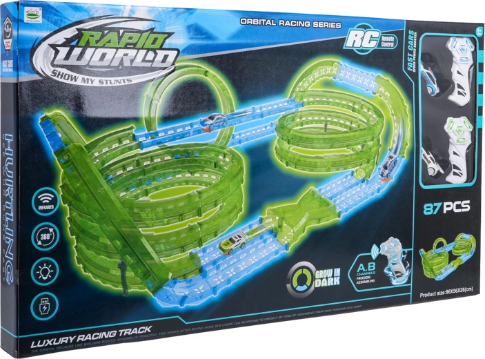 Circuit de course phosphorescent dans le noir, 83 pièces