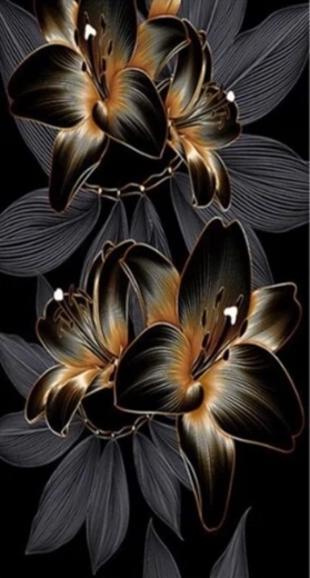 Peinture diamant fleur de lys noir et or 80 × 40 cm