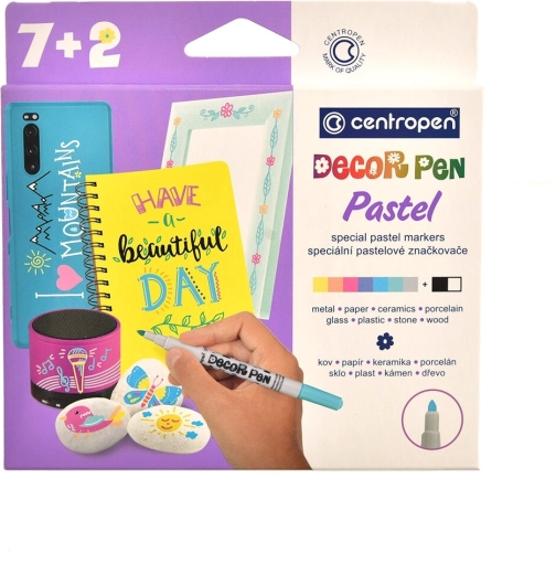 Marqueurs pastel pour verre, plastique, céramique et pierre (lot de 9)