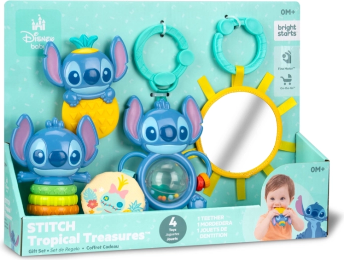 Bright Starts coffret cadeau multisensoriel Disney Stitch Tropical Treasures - 4 pièces