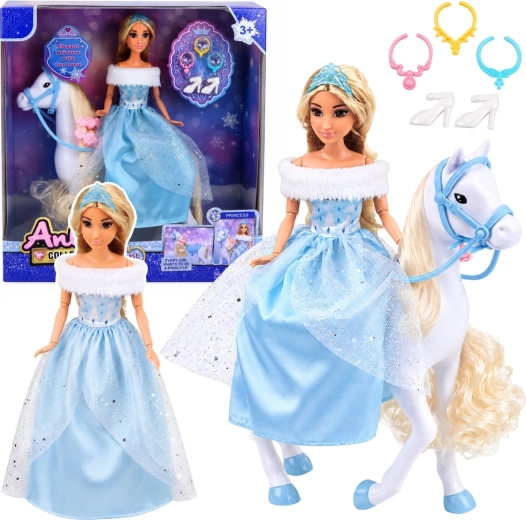 Poupée Anlily princesse sur un cheval blanc avec accessoires, 30 cm